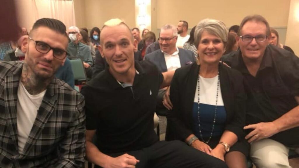 Corey Graves and Sam Adonis with their parents Tanya and Dan Polinsky. Facebook photo