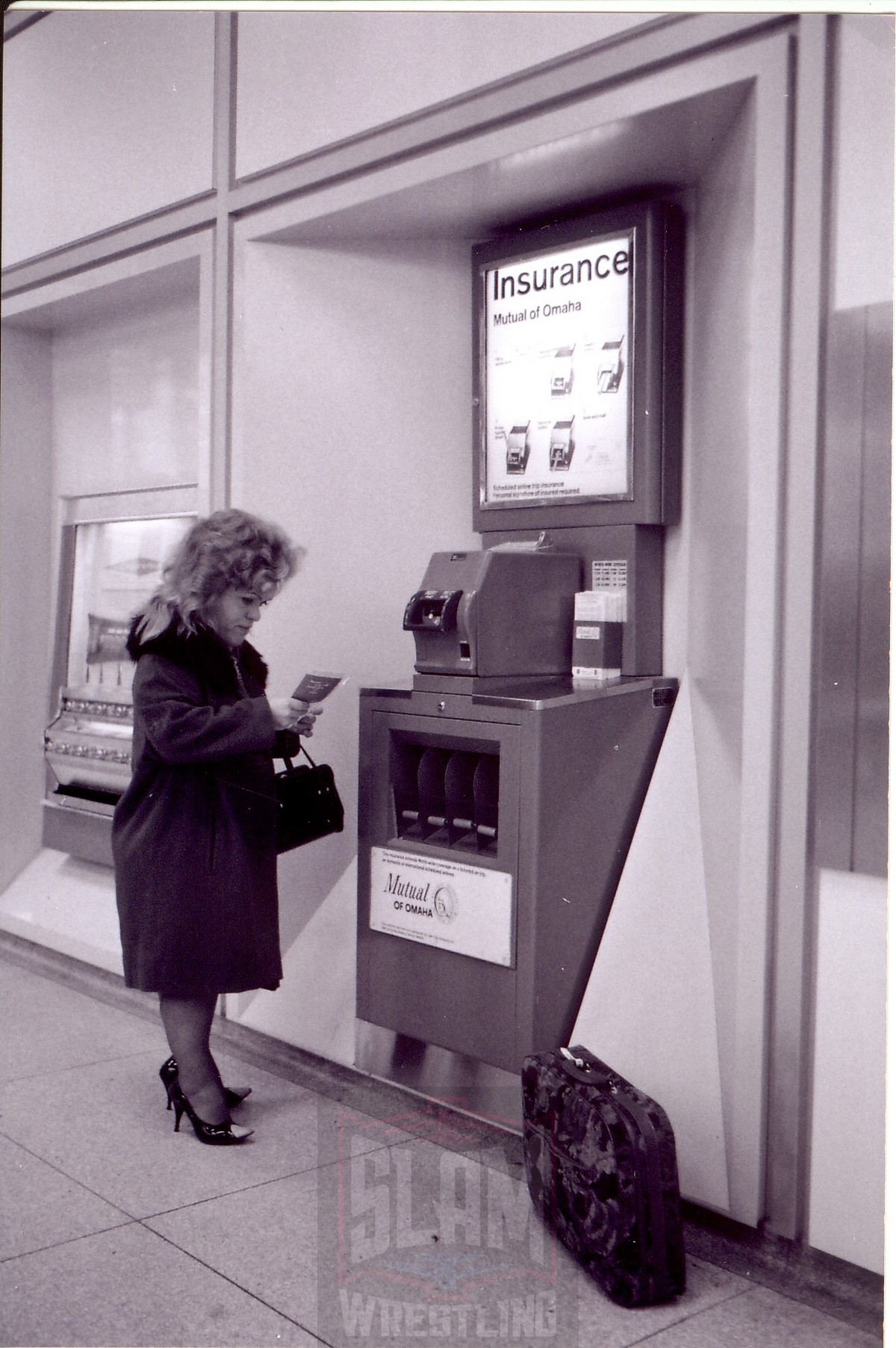 Darling Dagmar calls the Detroit wrestling office prior to her flight to Detroit after her match in Toronto. Photo by Roger Baker