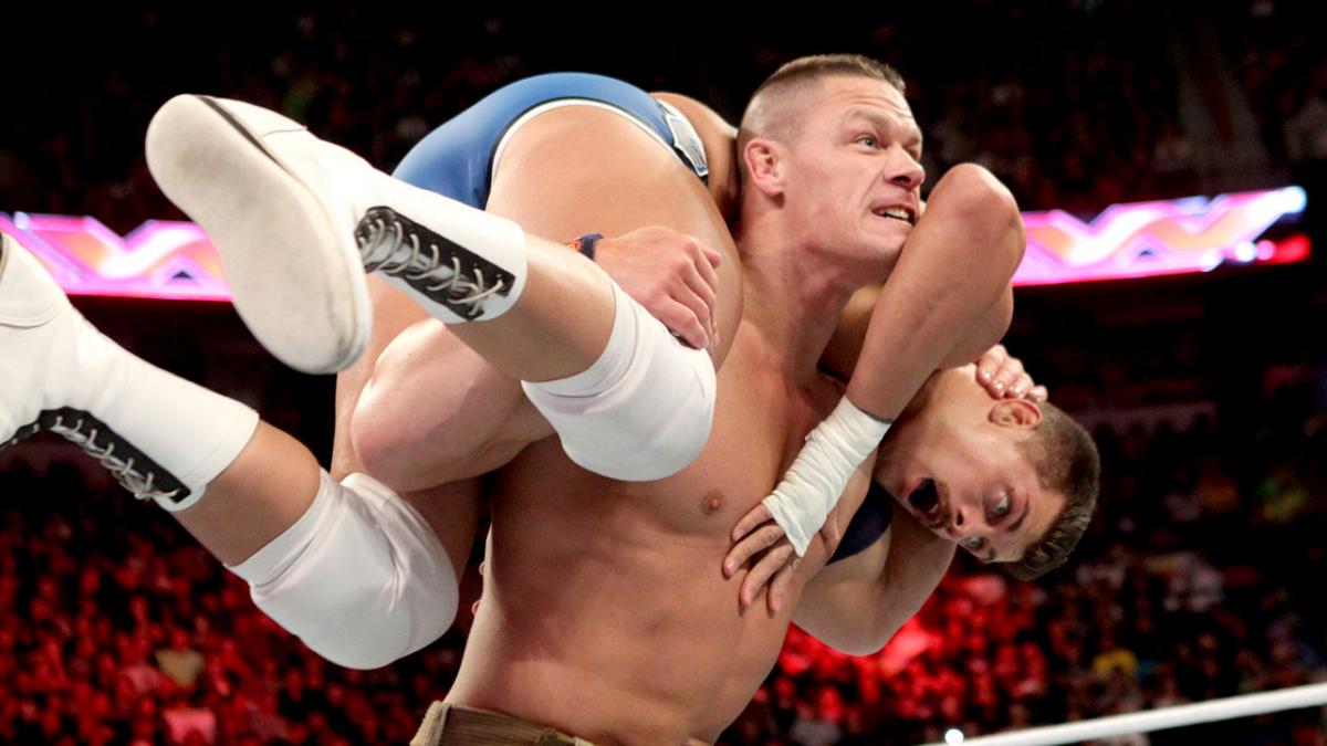 John Cena and Cody Rhodes in a vintage battle. WWE photo