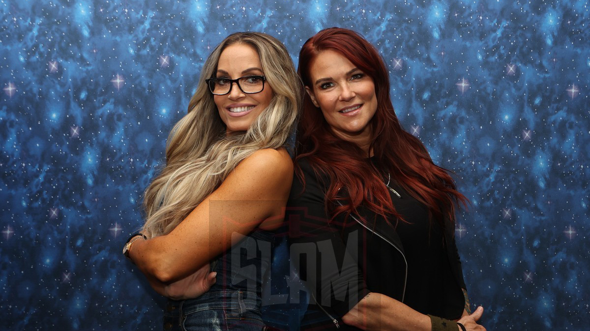 Trish Stratus and Lita at the Legends of the Ring fan fest on Saturday, June 11, 2022, at the Apa Hotel, Iselin, NJ. Photo by George Tahinos, https://georgetahinos.smugmug.com