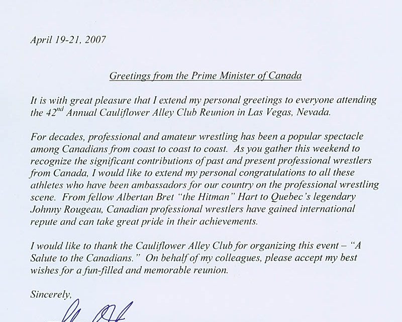 CAC, PM Harper honour Canadian grapplers