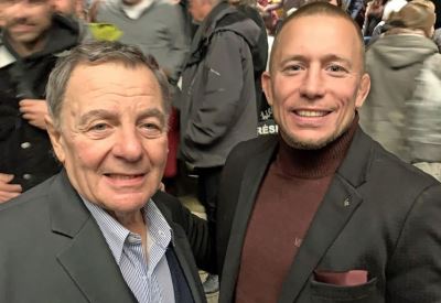 Gino Brito and Georges St-Pierre at a screening for 'Les Derniers Villains' in Montreal in 2019. Photo by Pat Laprade