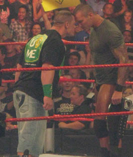 John Cena butts heads with Randy Orton. SlamWrestling file photo