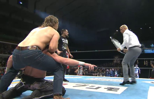 Cody prepares to blast Omega. Photo Courtesy: NJPW.