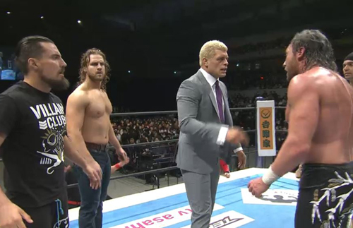Omega and Rhodes argue. Photo Courtesy: NJPW.