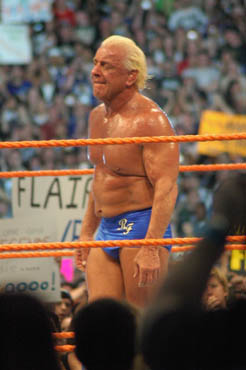 Ric Flair after losing his retirement match at WrestleMania XXIV. Photo by Mike Mastrandrea