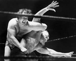 "Chief" Jay Strongbow battles "Superstar" Billy Graham.