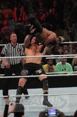 Brock Lesnar finishes off Seth Rollins for the win. Photo by George Tahinos, georgetahinos.smugmug.com