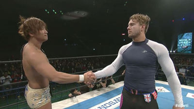 Kota Ibushi and Will Ospreay agree to a Wrestle Kingdom match. Photo: NJPW.