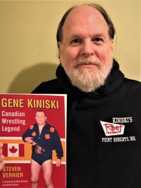 Steve Verrier with his book on Gene Kiniski.