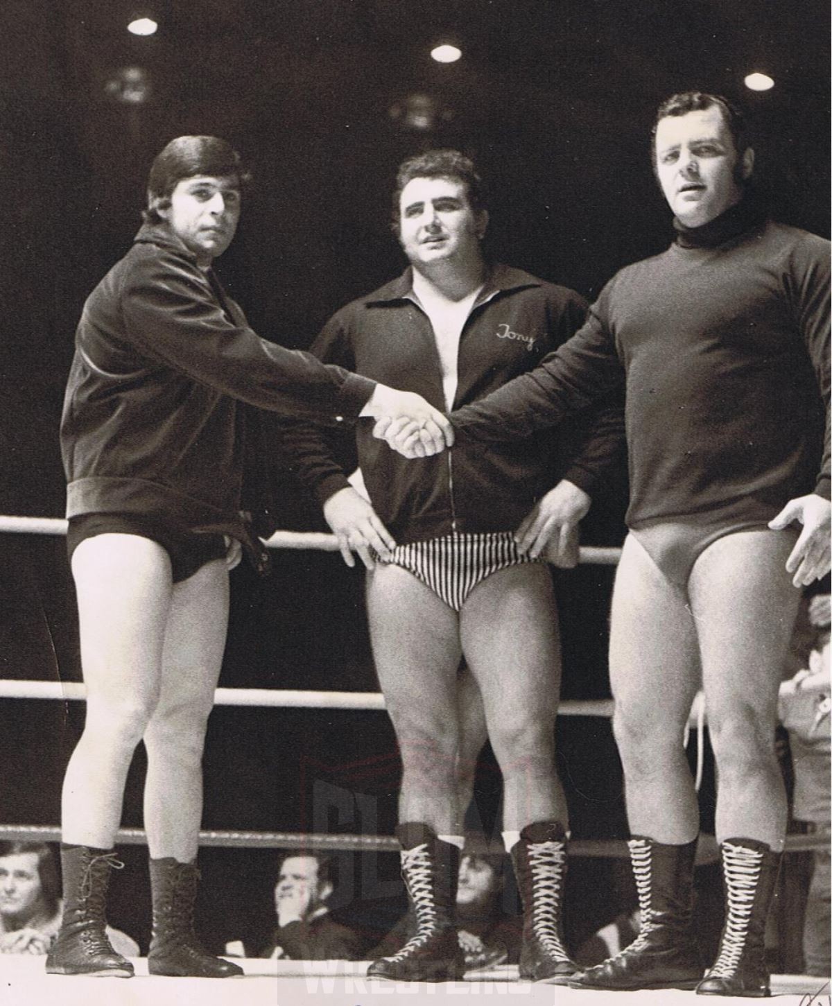 A young Dino Bravo, Tony Parisi and Gino Brito Sr. in Montreal.