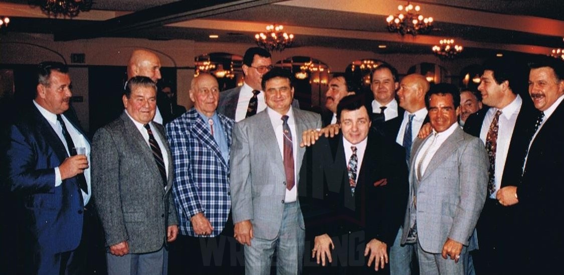 A Cauliflower Alley Club reunion photo includes Legs Langevin (in checkered jacket), Tony Parisi, Gino Brito.