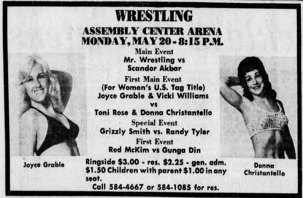 Joyce Grable and Donna Christantello are featured on this card from Tulsa, OK, on May 20, 1974.