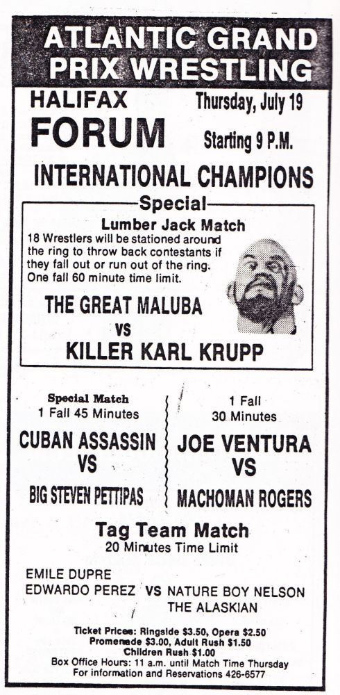Killer Karl Krupp on the main event in Halifax, Nova Scotia, on July 19, 1979.