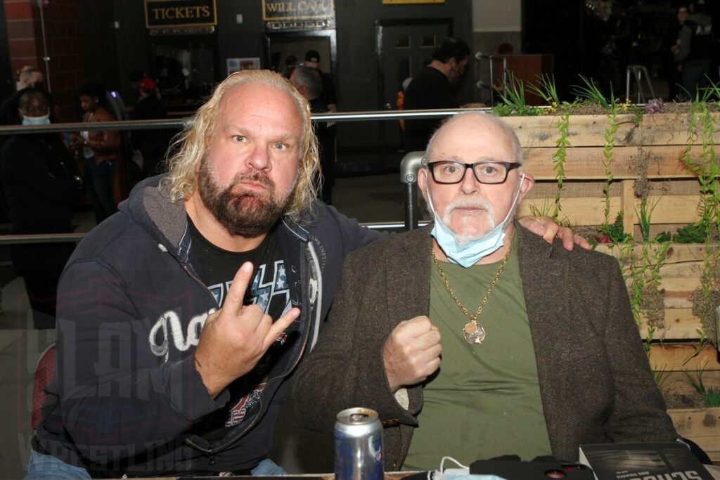 Andrew Anderson and Kevin Sullivan at the Icons of Wrestling Convention & Fanfest on Saturday, December 18, 2021, at the 2300 Arena, in Philadelphia, PA. Photo by George Tahinos, https://georgetahinos.smugmug.com