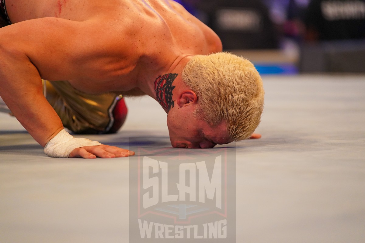 Cody Rhodes vs Seth Rollins at WrestleMania 38 at AT & T Stadium in Arlington, Texas, on April 2, 2022. WWE photo