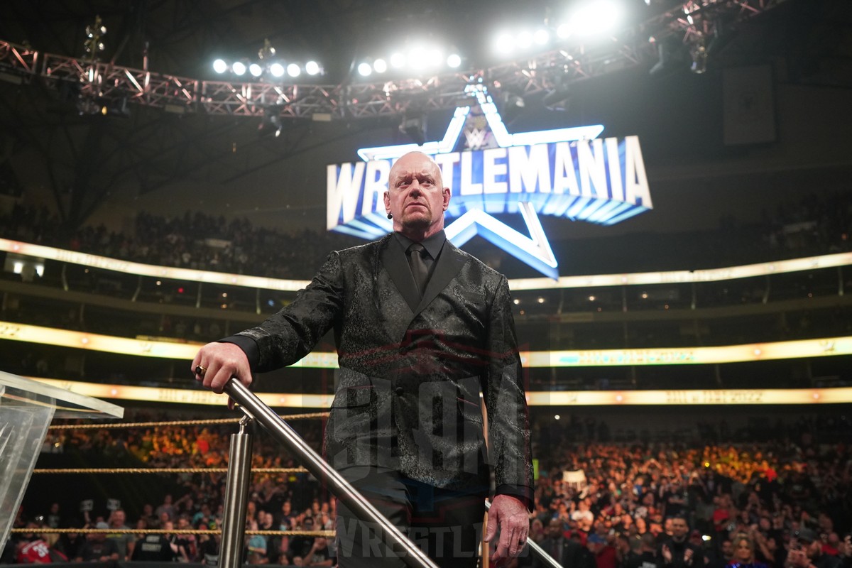 The Undertaker is honored at the WWE Hall of Fame ceremony on Friday, April 1, 2022, at the American Airlines Center in Dallas, Texas. WWE Photo