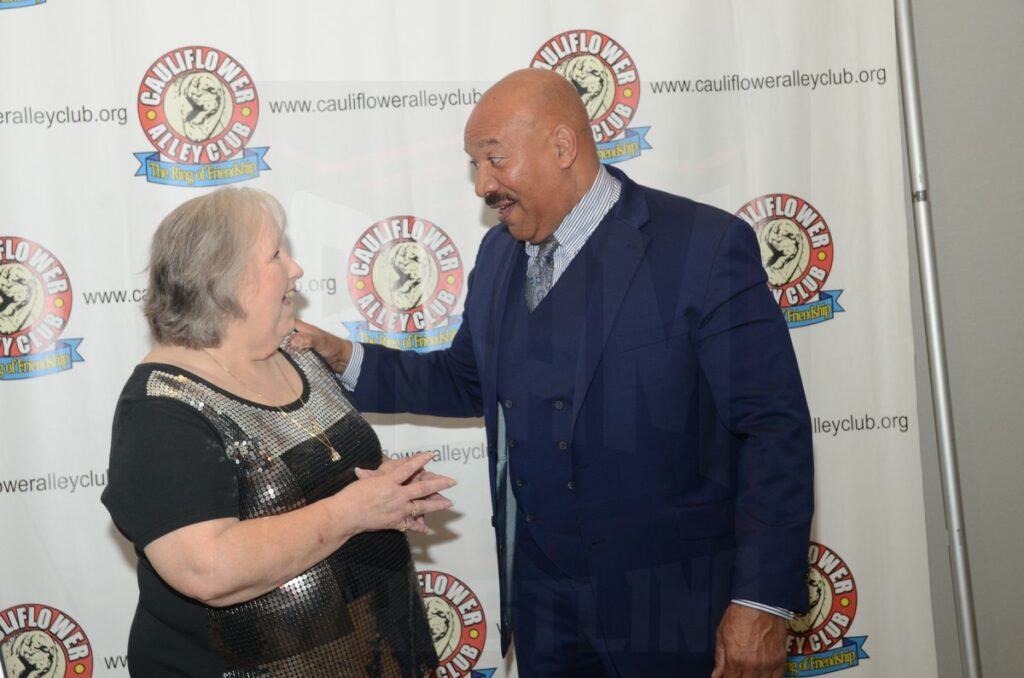 Joyce Grable and Ranger Ross share a moment at the 2022 Cauliflower Alley Club awards banquet on Wednesday, September 28, 2022, at the Plaza Hotel & Casino in Las Vegas. Photo by Brad McFarlin