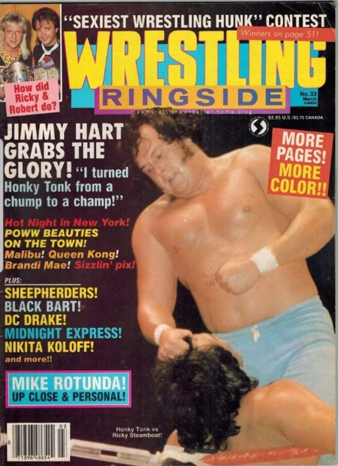 Honky Tonk Man on the cover of Wrestling Ringside in March 1988.