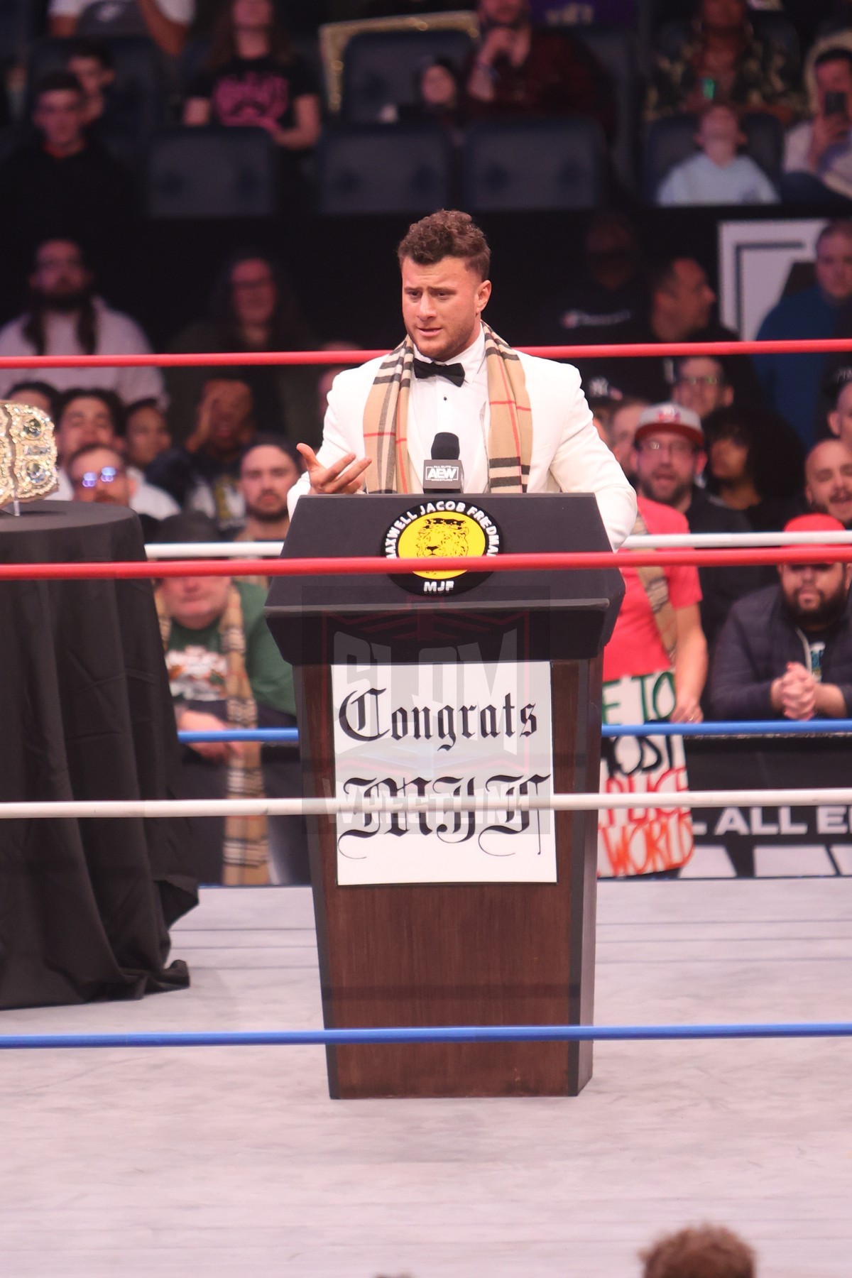 MJF speaks his mind at AEW Dynamite, at UBS Arena in Belmont Park, NY, on Long Island, on Wednesday, April 5, 2023. Photo by George Tahinos, https://georgetahinos.smugmug.com