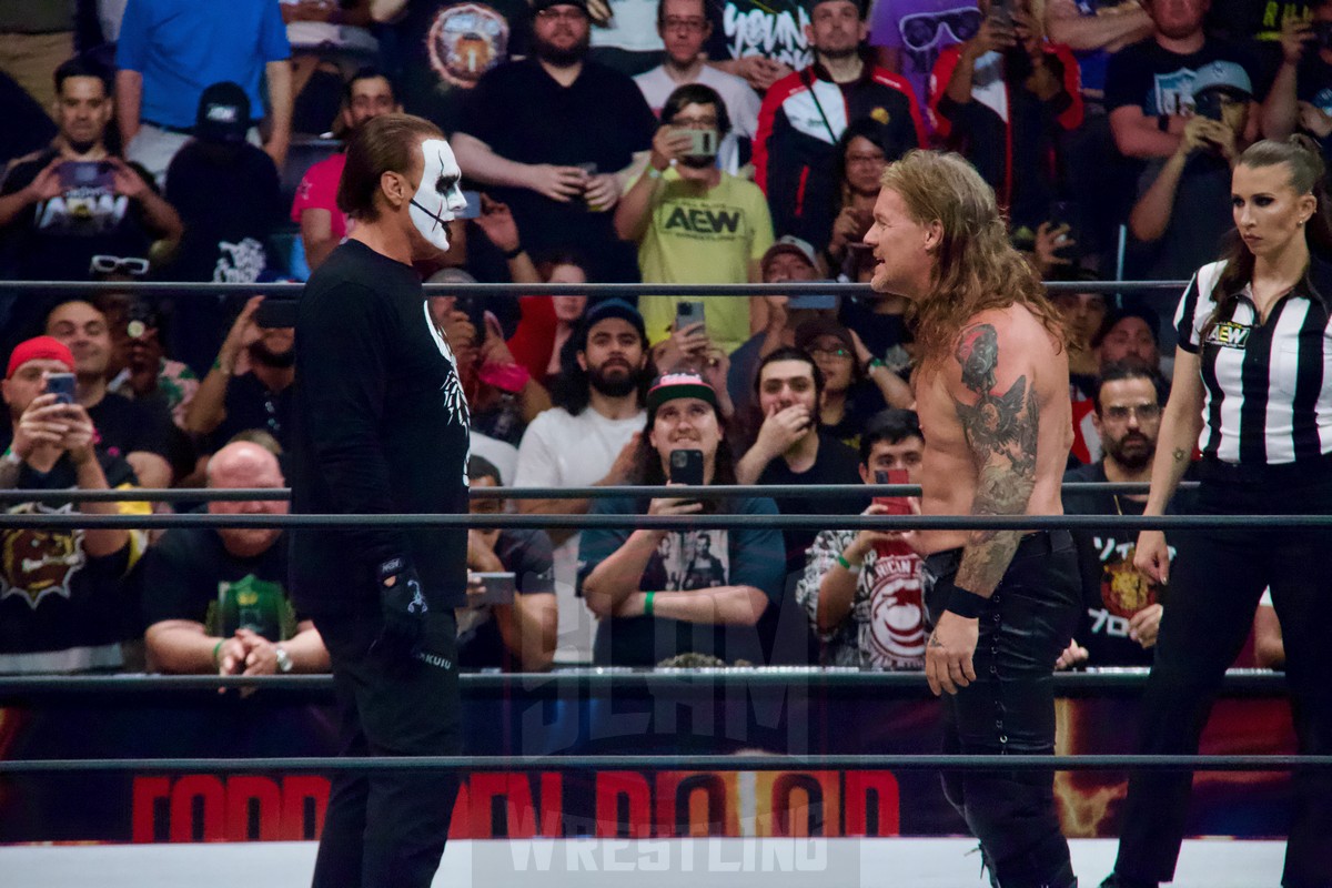 Le Suzuki Gods (Chris Jericho, Sammy Guevara & Minoru Suzuki) Vs. Sting, Darby Allin & Tetsuya Naito at AEW-NJPW Forbidden Door at the Scotiabank Arena in Toronto, Ontario, on Sunday, June 25, 2023. Photo by Steve Argintaru, Twitter: @stevetsn Instagram: @stevetsn