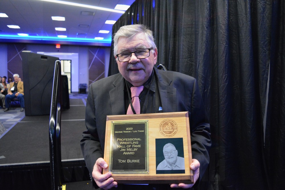 Tom Burke at the Tragos/Thesz Professional Wrestling Hall of Fame induction on Saturday, July 22, 2023, in Waterloo, Iowa. Photo by Joyce Paustian