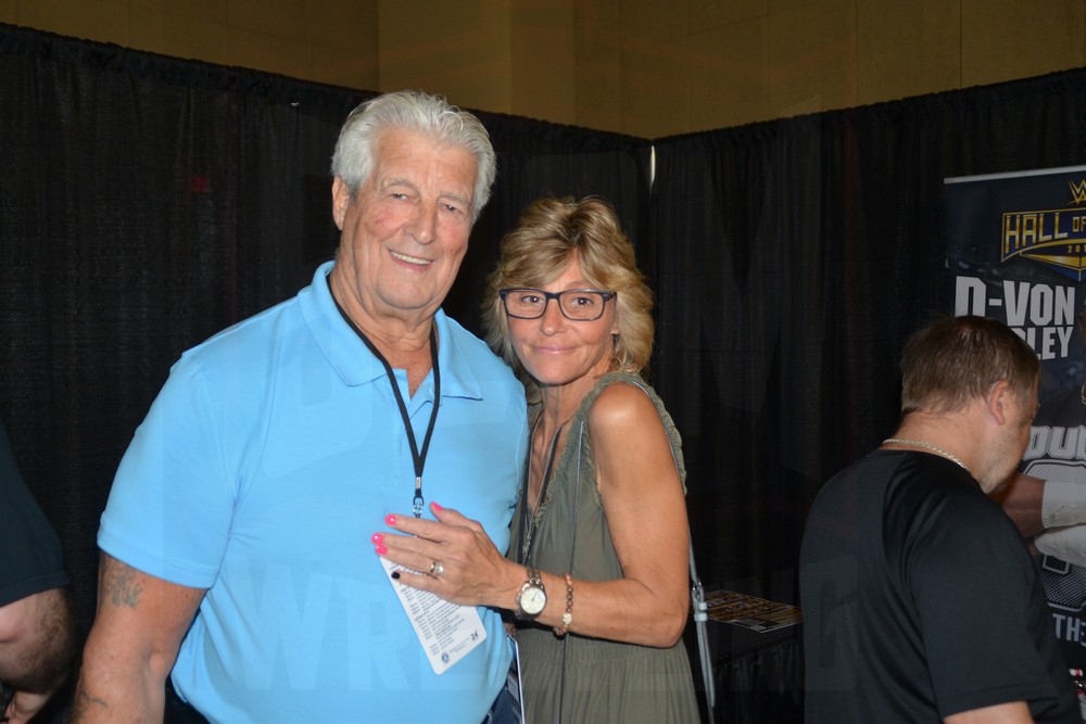 Tony Garea and Merci DeRusha at the Tragos/Thesz Professional Wrestling Hall of Fame induction weekend on Friday, July 21, 2023, in Waterloo, Iowa. Photo by Wayne Palmer