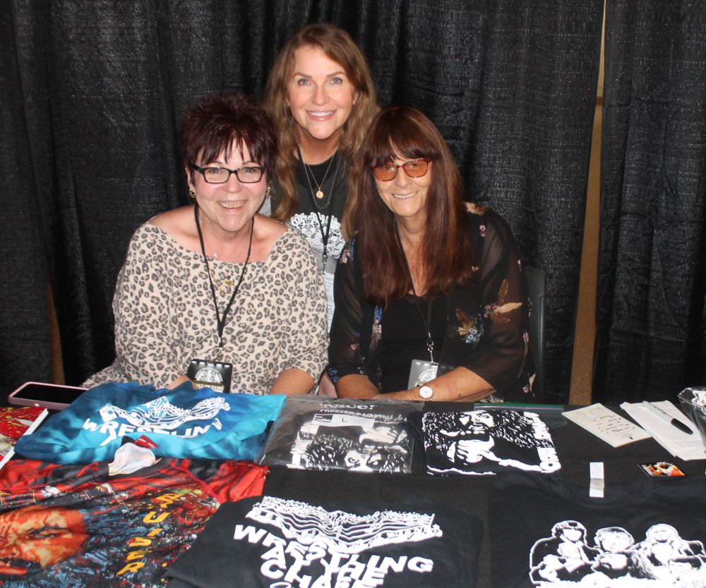 Thunderbolt Patterson nicknamed them "The Queens" -- Darla Staggs, Pamela Morrison and Barbara Goodish -- at the Tragos/Thesz Professional Wrestling Hall of Fame induction weekend on Friday, July 21, 2023 in Waterloo, Iowa. Photo by Greg Oliver