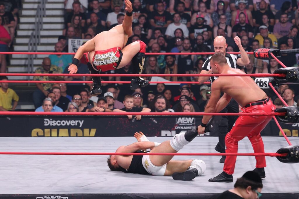 Adam Cole and MJF and The Jericho Appreciation Society (Daniel Garcia and Sammy Guevara) at TD Garden, in Boston, on Wednesday, July 19, 2023. Photo by George Tahinos, georgetahinos.smugmug.com