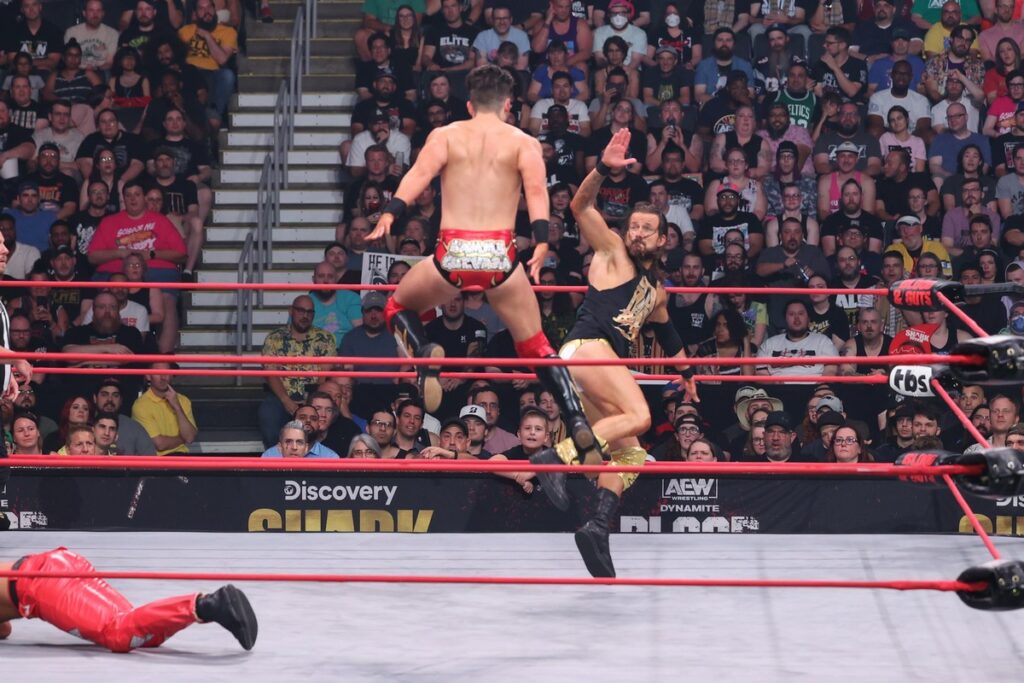 Adam Cole and MJF and The Jericho Appreciation Society (Daniel Garcia and Sammy Guevara) at TD Garden, in Boston, on Wednesday, July 19, 2023. Photo by George Tahinos, georgetahinos.smugmug.com