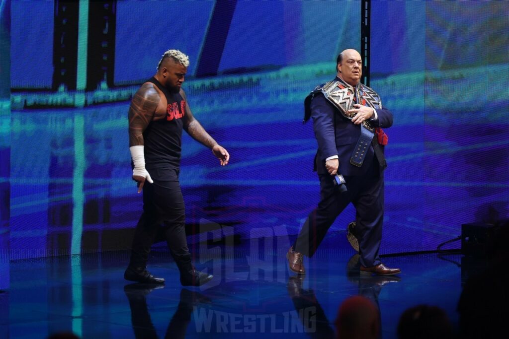 Solo Sikoa with Paul Heyman at Madison Square Garden, in New York City, on Friday, July 7, 2023. Photo by George Tahinos, georgetahinos.smugmug.com. 