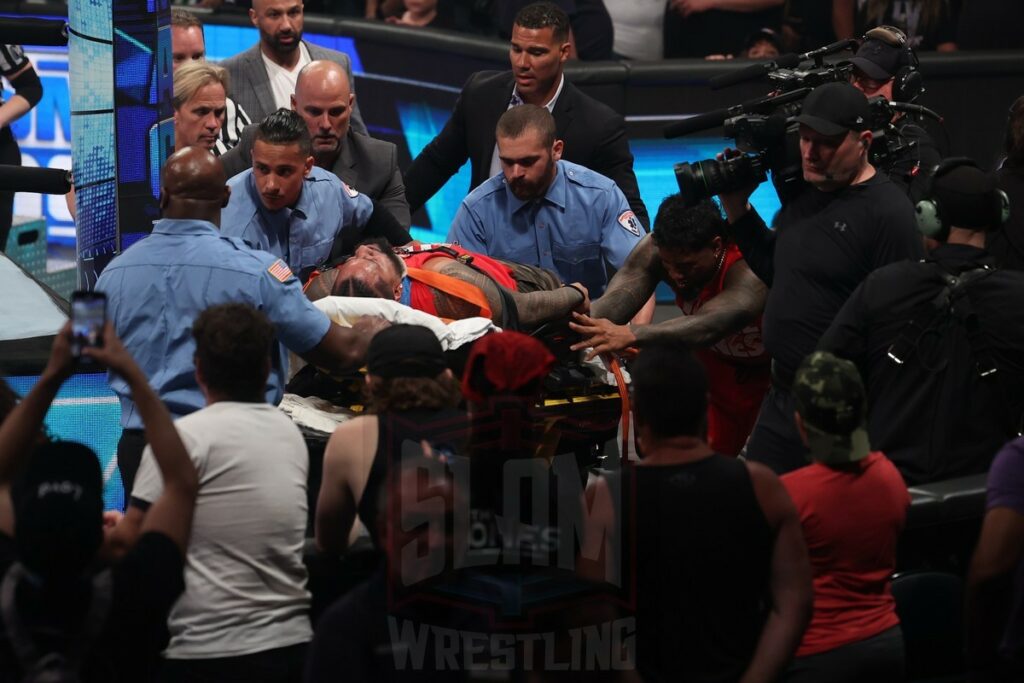 Jimmy and Jey Uso meet with Roman Reigns, Solo Sikoa with Paul Heyman to start off Smackdown at Madison Square Garden, in New York City, on Friday, July 7, 2023. Photo by George Tahinos, georgetahinos.smugmug.com. 