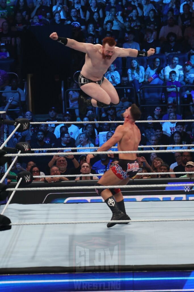 US Championship match: Sheamus vs. Austin Theory (c) at WWE Smackdown at Madison Square Garden, in New York City, on Friday, July 7, 2023. Photo by George Tahinos, georgetahinos.smugmug.com