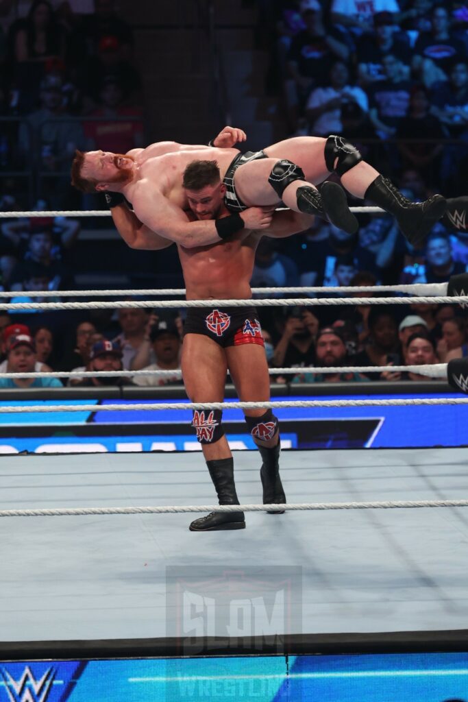 US Championship match: Sheamus vs. Austin Theory (c) at WWE Smackdown at Madison Square Garden, in New York City, on Friday, July 7, 2023. Photo by George Tahinos, georgetahinos.smugmug.com