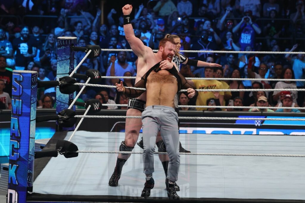 US Championship match: Sheamus vs. Austin Theory (c) at WWE Smackdown at Madison Square Garden, in New York City, on Friday, July 7, 2023. Photo by George Tahinos, georgetahinos.smugmug.com