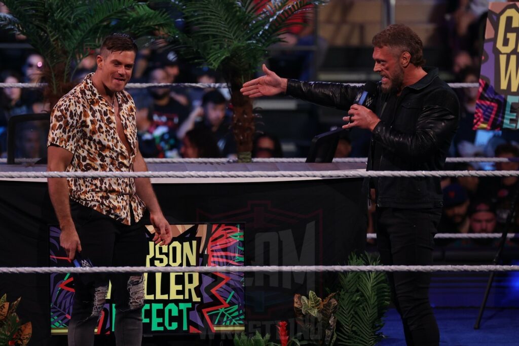 The Grayson Waller Effect with Edge at WWE Smackdown at Madison Square Garden, in New York City, on Friday, July 7, 2023. Photo by George Tahinos, georgetahinos.smugmug.com