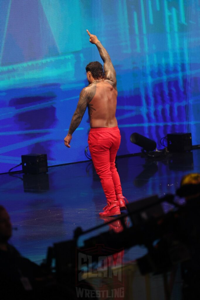 Jey Uso ends WWE Smackdown at Madison Square Garden, in New York City, on Friday, July 7, 2023. Photo by George Tahinos, georgetahinos.smugmug.com