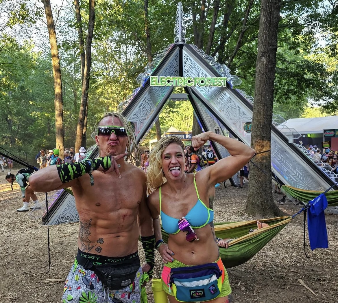 Screen grab of Dani Mo's Instagram post of Facade and Dani Mo at the Electric Forest event. Instagram photo