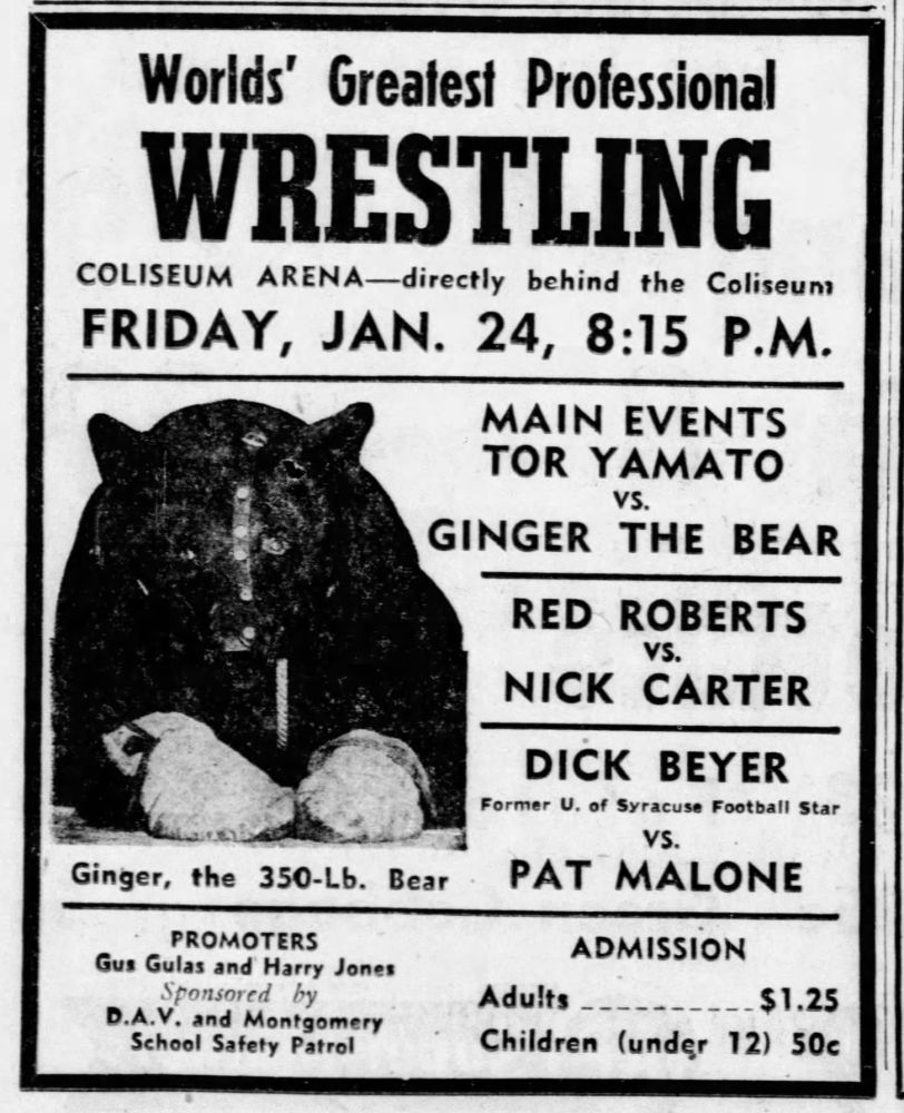 Ginger and Pat Malone on a card in Montgomery, Alabama, on January 24, 1958.