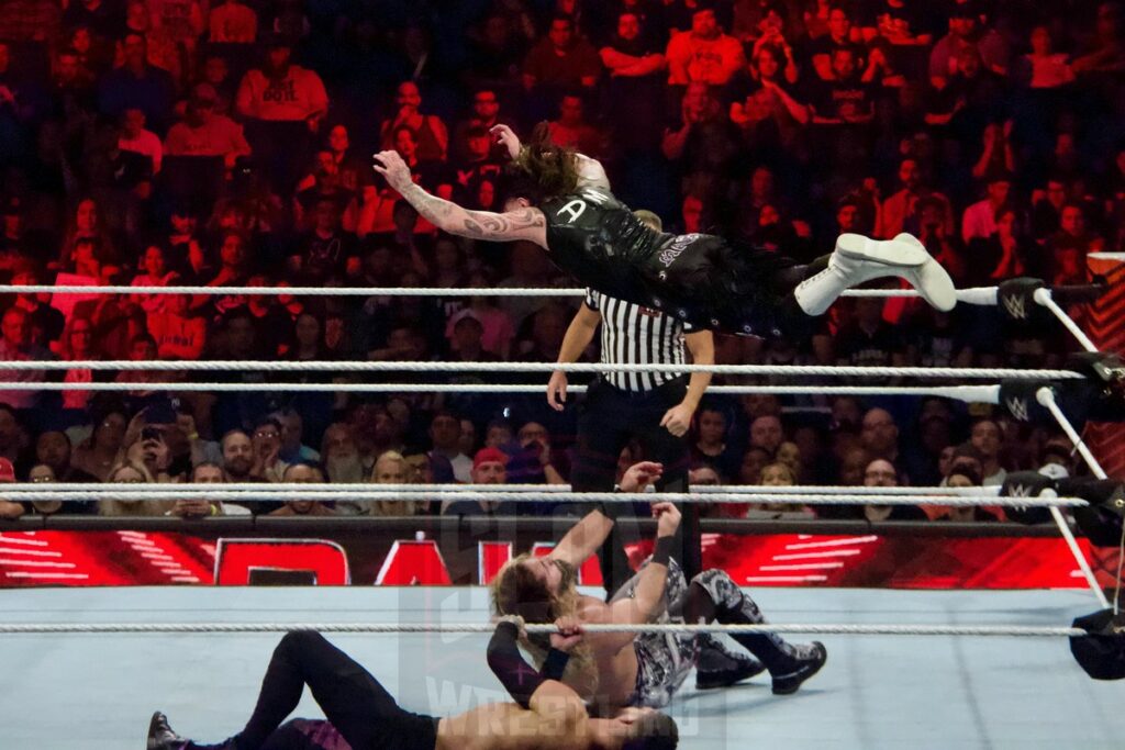 Judgement Day Vs. Seth Rollins, Sami Zayn & Kevin Owens at the KeyBank Center in Buffalo, New York, on Monday, July 10, 2023, as WWE presented Monday Night Raw. Photo by Steve Argintaru, Twitter: @stevetsn Instagram: @stevetsn