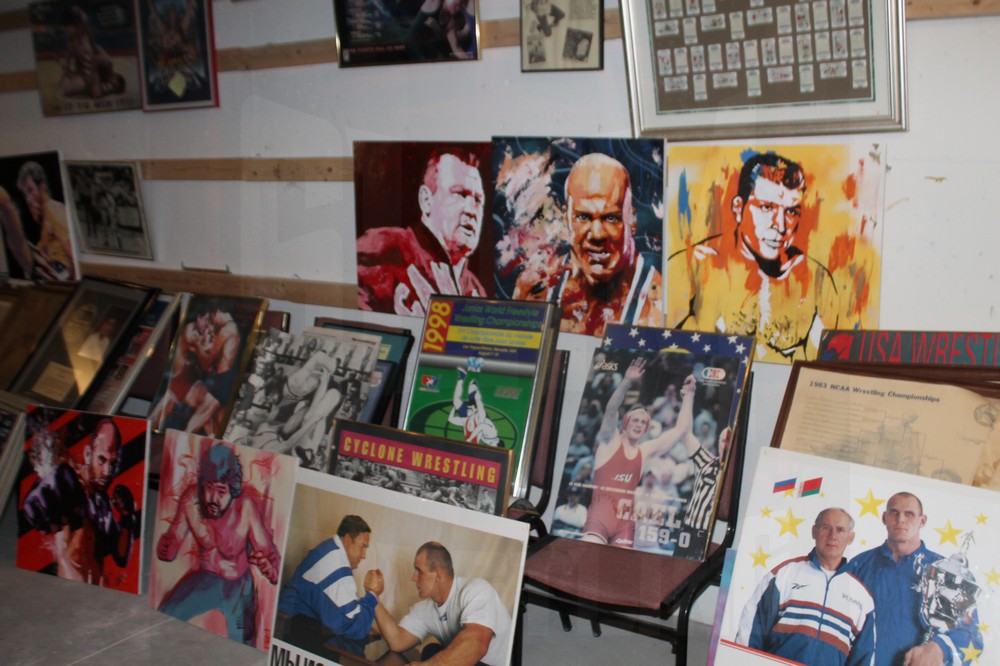 Artifacts and collectibles in the basement of the National Wrestling Hall of Fame Dan Gable Museum, in Waterloo, Iowa, on Saturday, July 22, 2023. Photo by Greg Oliver