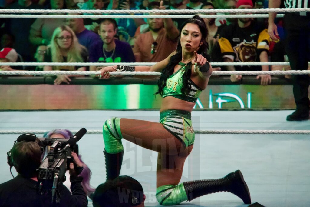 Indi Hartwell in a Main Event bout taped at the KeyBank Center in Buffalo, New York, on Monday, July 10, 2023, as WWE presented Monday Night Raw. Photo by Steve Argintaru, Twitter: @stevetsn Instagram: @stevetsn