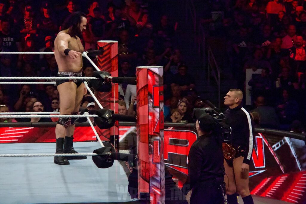 Drew Mcintyre & Matt Riddle Vs. Imperium at the KeyBank Center in Buffalo, New York, on Monday, July 10, 2023, as WWE presented Monday Night Raw. Photo by Steve Argintaru, Twitter: @stevetsn Instagram: @stevetsn