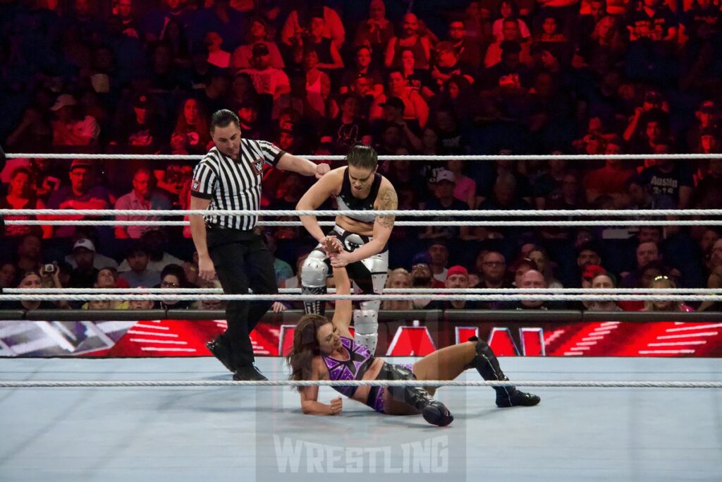 Shayna Baszler Vs. Emma at the KeyBank Center in Buffalo, New York, on Monday, July 10, 2023, as WWE presented Monday Night Raw. Photo by Steve Argintaru, Twitter: @stevetsn Instagram: @stevetsn