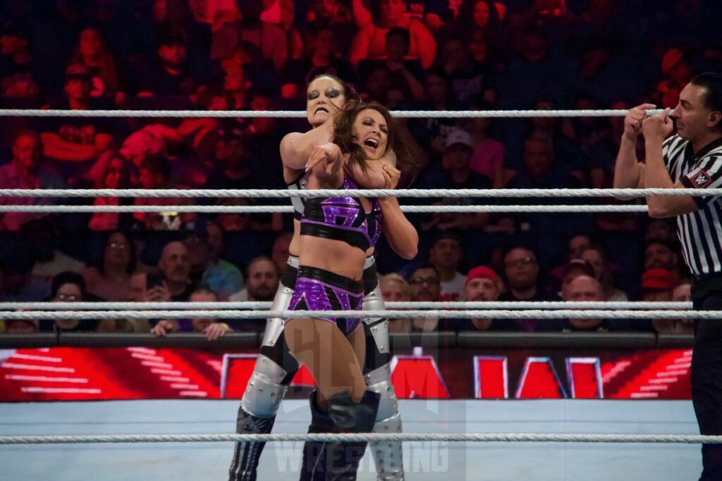 Shayna Baszler Vs. Emma at the KeyBank Center in Buffalo, New York, on Monday, July 10, 2023, as WWE presented Monday Night Raw. Photo by Steve Argintaru, Twitter: @stevetsn Instagram: @stevetsn