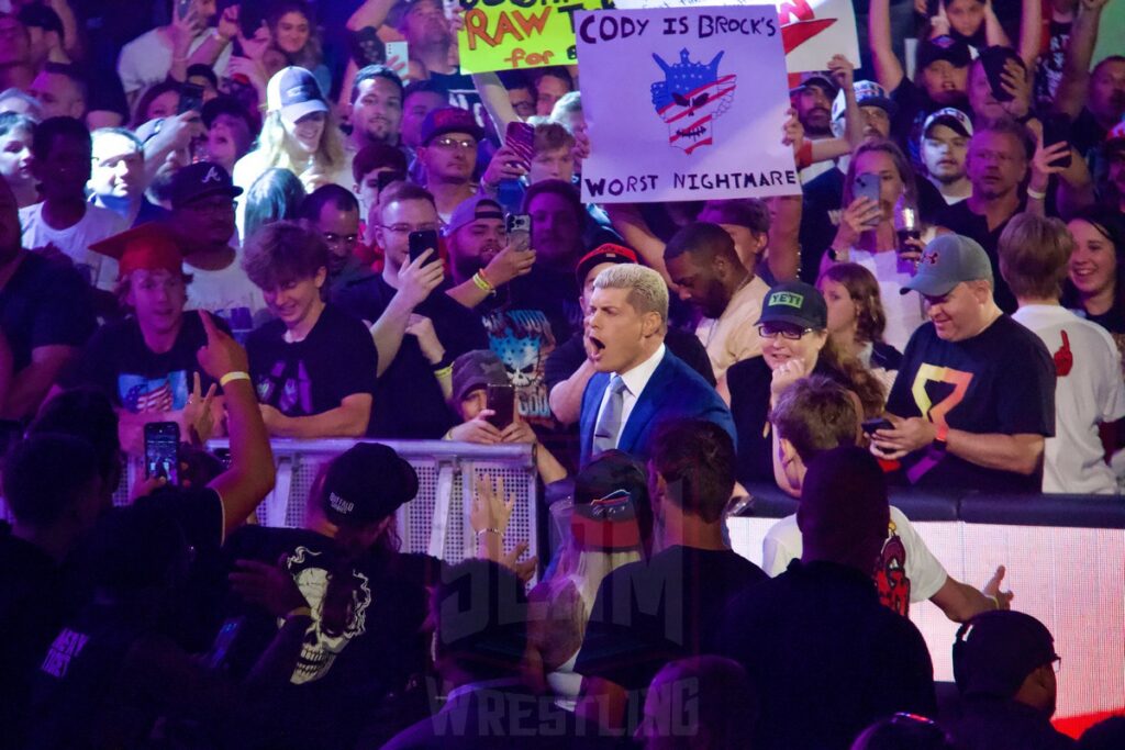 Cody Rhodes at the KeyBank Center in Buffalo, New York, on Monday, July 10, 2023, as WWE presented Monday Night Raw. Photo by Steve Argintaru, Twitter: @stevetsn Instagram: @stevetsn