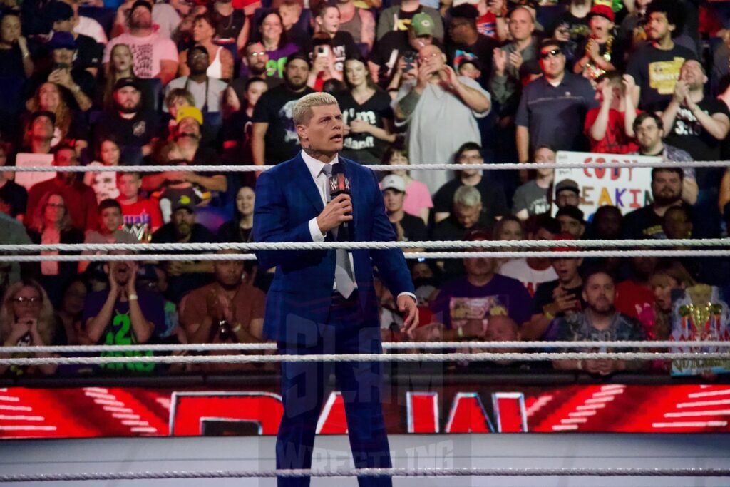 Cody Rhodes at the KeyBank Center in Buffalo, New York, on Monday, July 10, 2023, as WWE presented Monday Night Raw. Photo by Steve Argintaru, Twitter: @stevetsn Instagram: @stevetsn