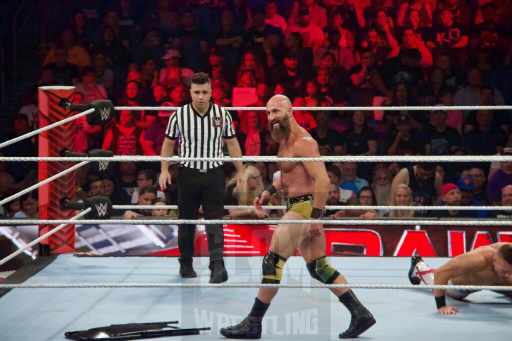 The Miz Vs. Tommaso Ciampa (No Disqualification Match) at the KeyBank Center in Buffalo, New York, on Monday, July 10, 2023, as WWE presented Monday Night Raw. Photo by Steve Argintaru, Twitter: @stevetsn Instagram: @stevetsn