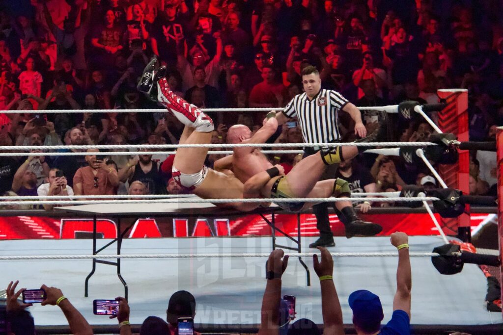 The Miz Vs. Tommaso Ciampa (No Disqualification Match) at the KeyBank Center in Buffalo, New York, on Monday, July 10, 2023, as WWE presented Monday Night Raw. Photo by Steve Argintaru, Twitter: @stevetsn Instagram: @stevetsn