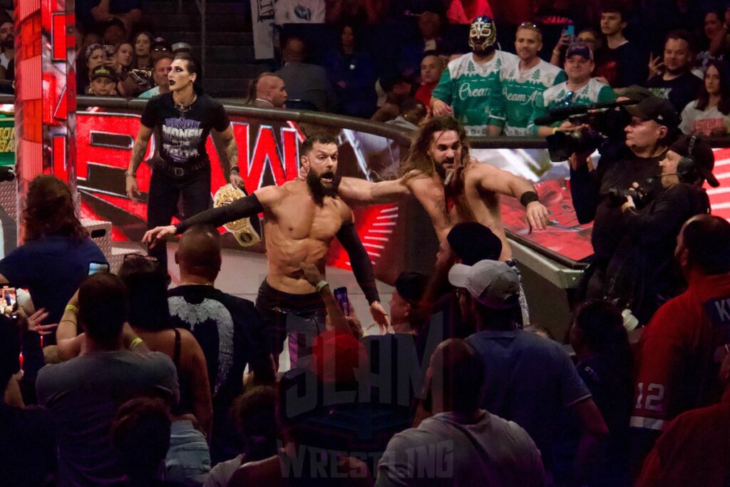 Judgement Day Vs. Seth Rollins, Sami Zayn & Kevin Owens at the KeyBank Center in Buffalo, New York, on Monday, July 10, 2023, as WWE presented Monday Night Raw. Photo by Steve Argintaru, Twitter: @stevetsn Instagram: @stevetsn